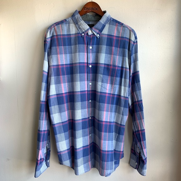 J. Crew Other - J crew blue & pink plaid buttondown euc men’s XL
